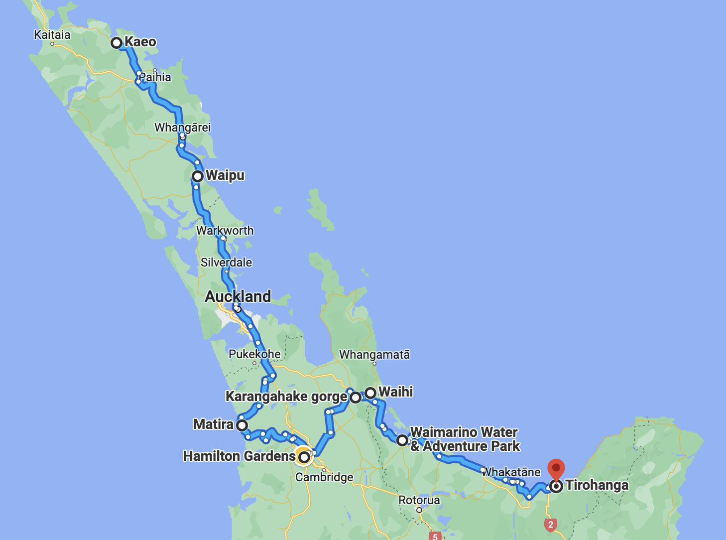 North Island Roadtrip Map